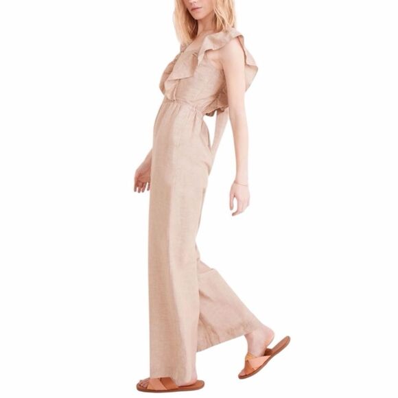 Madewell Linen-Blend Ruffle Tie-Back Jumpsuit New - Picture 2 of 9